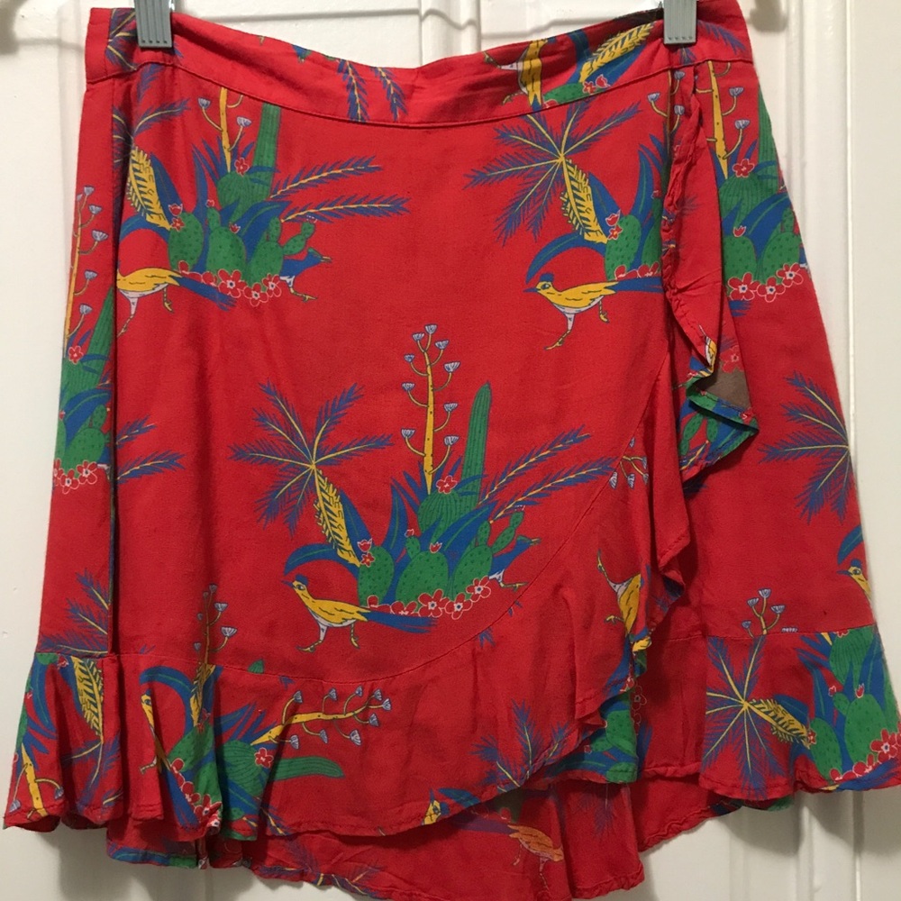 Tropical Faux-Wrap Skirt